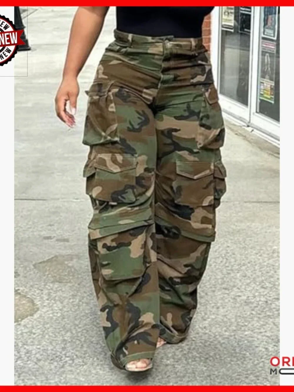 High Waisted Wide Leg Cargo Pants with Pockets Streetwear Casual